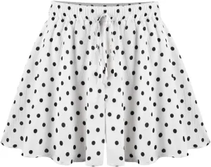 HOW'ON Women's Summer Casual Comfy Culottes Shorts Elastic Waist Wide Leg Shorts