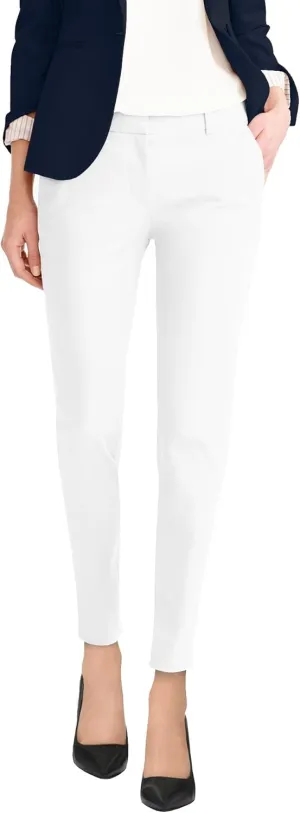 Hybrid & Company Womens Super Comfy Flat Front Stretch Trousers Chino Pants