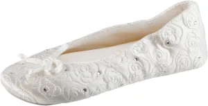 Isotoner Women's Ballerina Slippers with Terry Lined and Rose Quilt Ballet Flat
