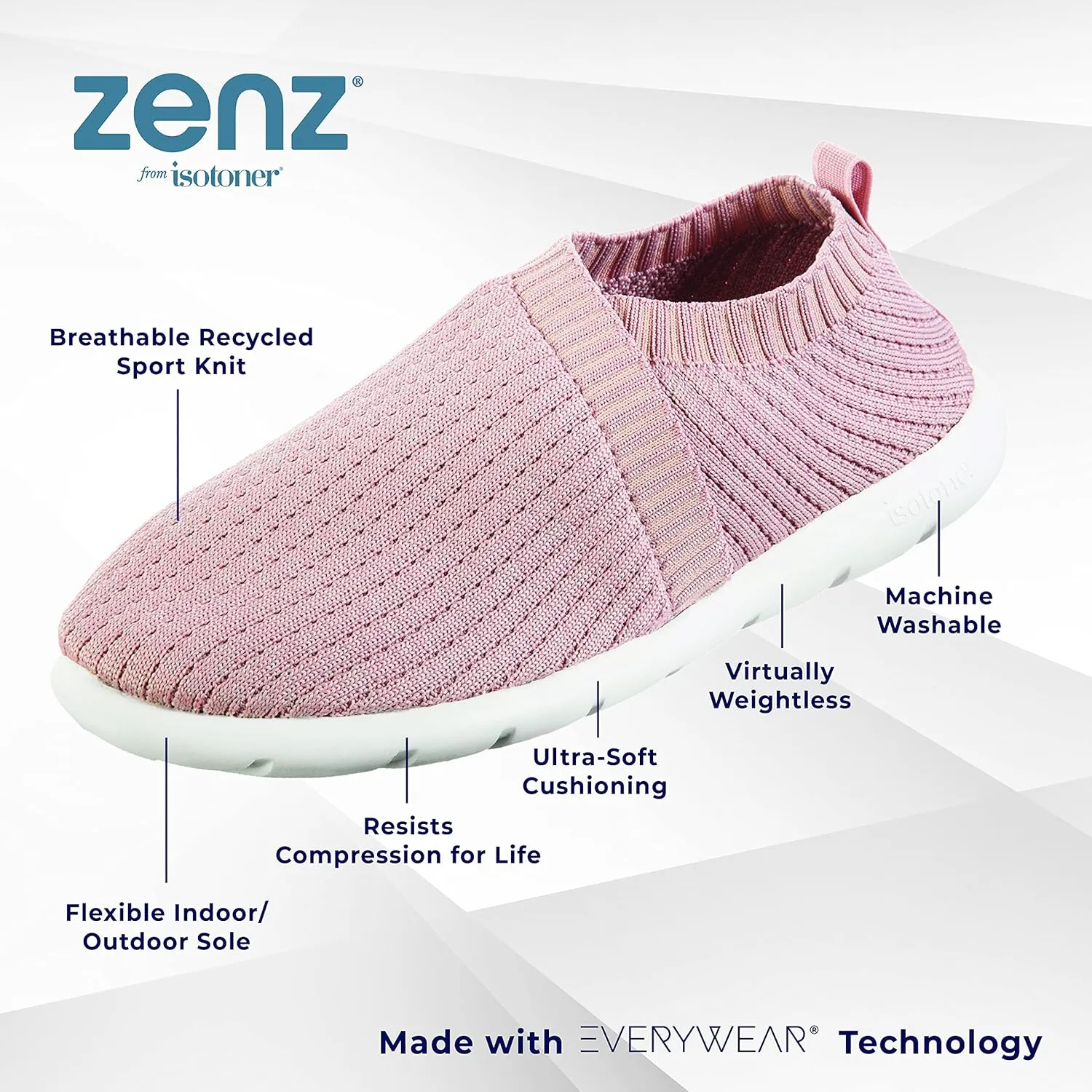 isotoner Women's Lightweight Recycled Stretch Sport Knit Slip-on Slipper Bootie Moccasin