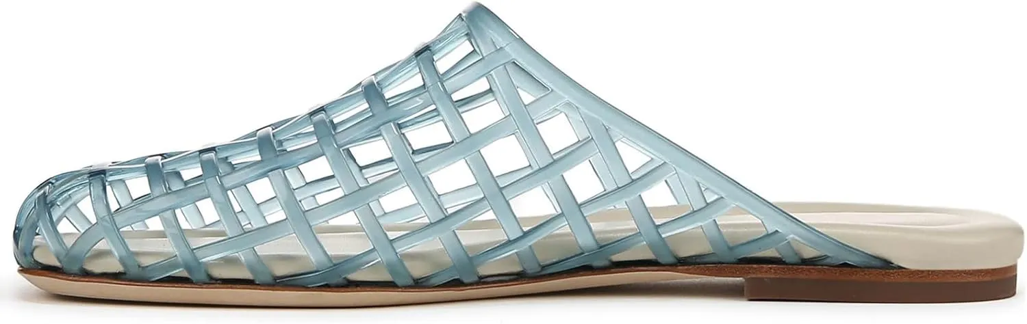 Jelly Shoes for Women Clear Jelly Mesh Slides Sandals Comfortable Closed Round Toe Flat Sandals Slip On Summer Beach Slippers
