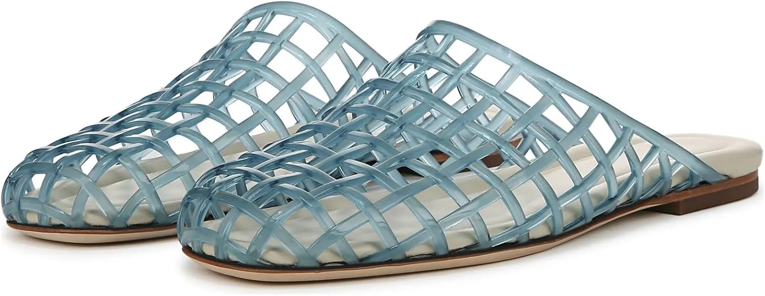 Jelly Shoes for Women Clear Jelly Mesh Slides Sandals Comfortable Closed Round Toe Flat Sandals Slip On Summer Beach Slippers