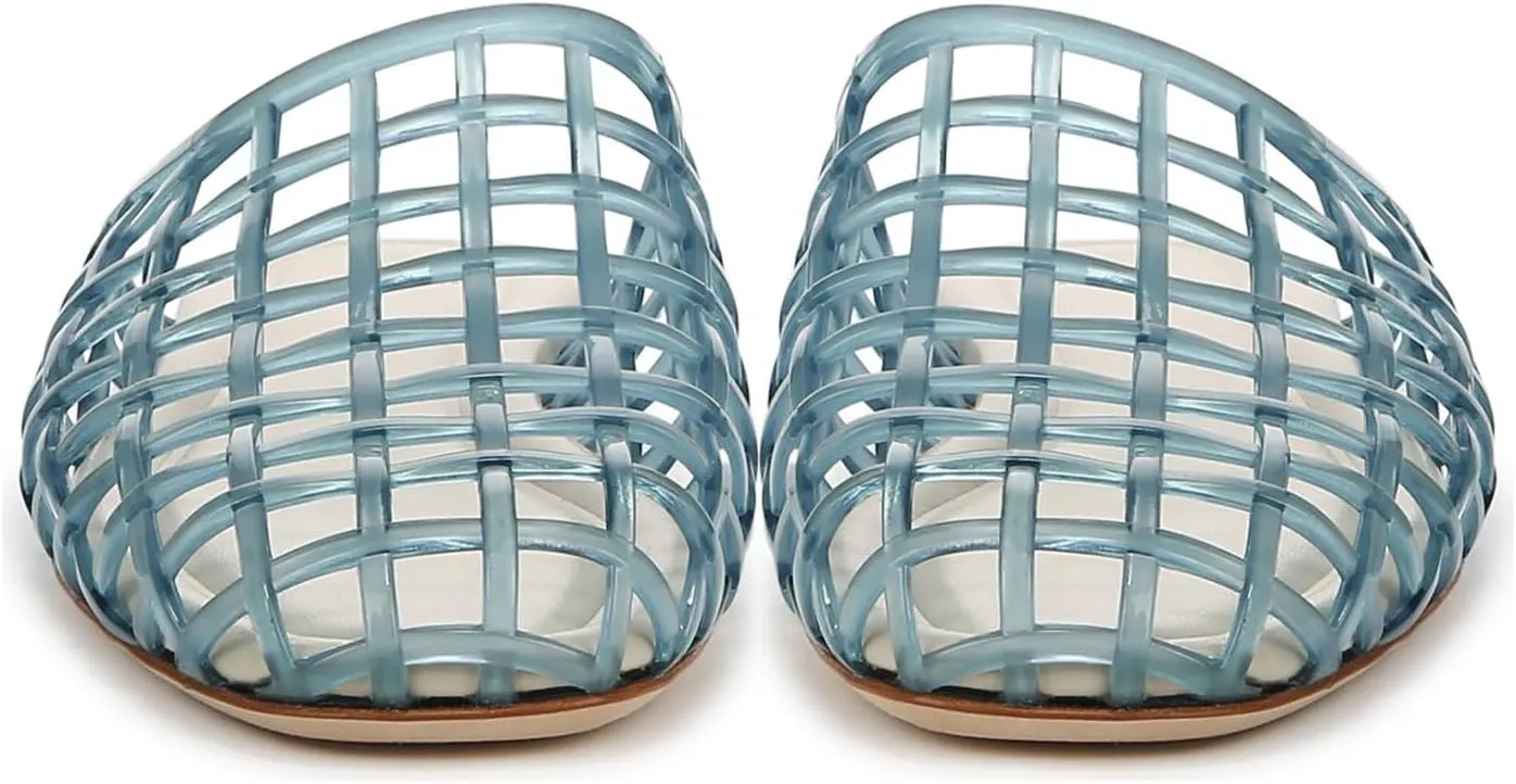 Jelly Shoes for Women Clear Jelly Mesh Slides Sandals Comfortable Closed Round Toe Flat Sandals Slip On Summer Beach Slippers