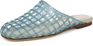 Jelly Shoes for Women Clear Jelly Mesh Slides Sandals Comfortable Closed Round Toe Flat Sandals Slip On Summer Beach Slippers