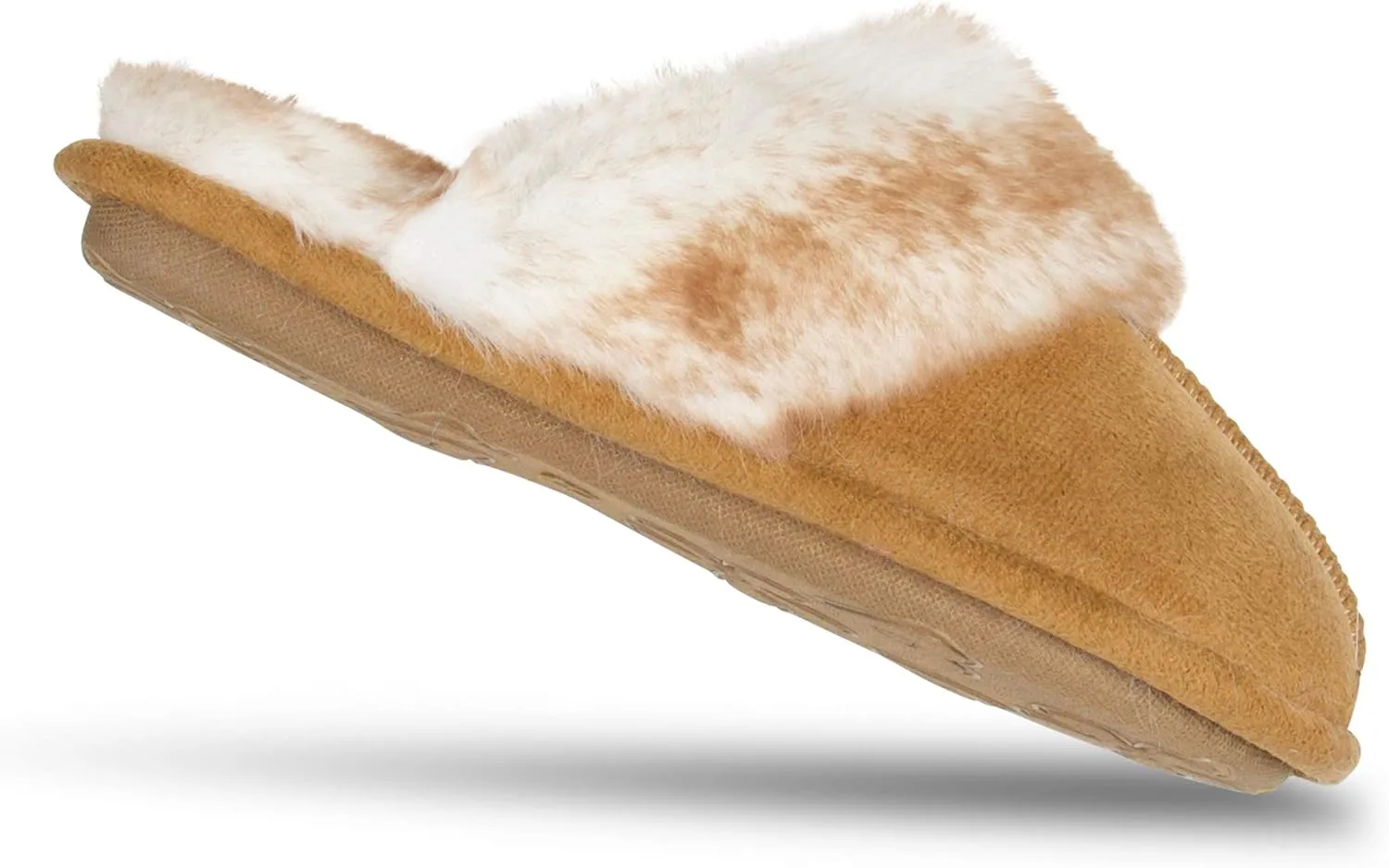 Jessica Simpson Women's Comfy Faux Fur House Slipper Slip-On Scuff Memory Foam Soft Plush Lining