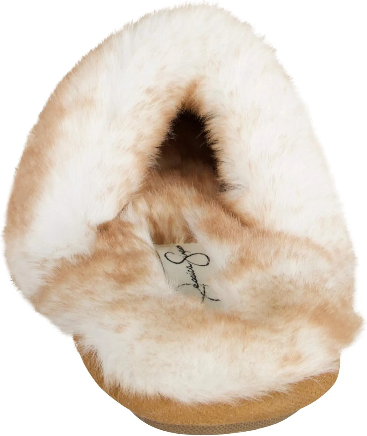 Jessica Simpson Women's Comfy Faux Fur House Slipper Slip-On Scuff Memory Foam Soft Plush Lining