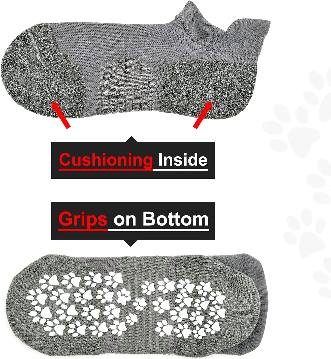 KitNSox 2 Pack Non Slip Grip Yoga Socks for Men Women, Non Skid Cushioned Hospital Maternity Ballet Pilates Floor Dance Socks