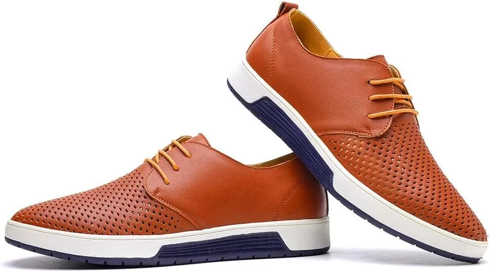 konhill Men's Casual Oxford Shoes - Breathable Dress Shoes Loafers Lace-up Flat Sneakers