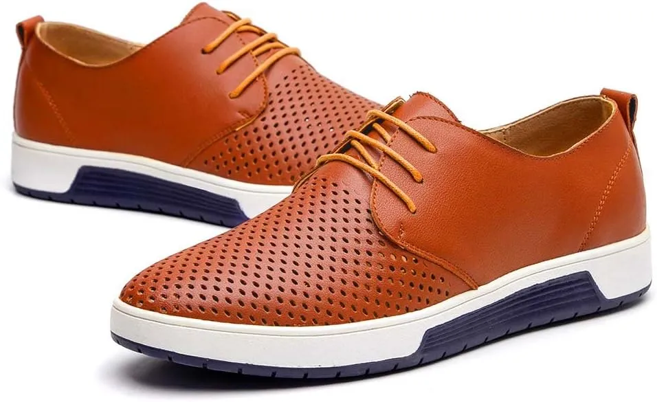 konhill Men's Casual Oxford Shoes - Breathable Dress Shoes Loafers Lace-up Flat Sneakers