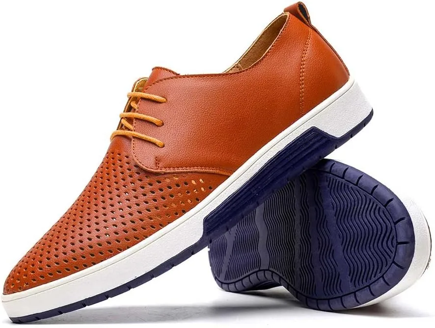 konhill Men's Casual Oxford Shoes - Breathable Dress Shoes Loafers Lace-up Flat Sneakers