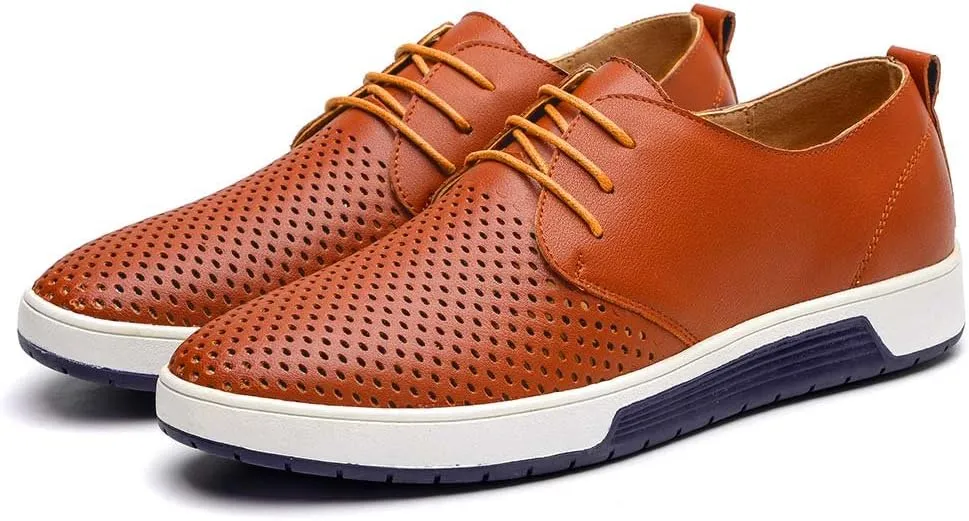 konhill Men's Casual Oxford Shoes - Breathable Dress Shoes Loafers Lace-up Flat Sneakers
