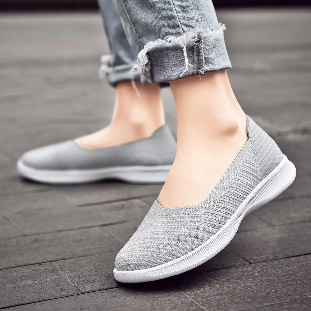 konhill Women's Slip on Loafers - Comfy Walking Tennis Low-Top Ballet Flat Nurse Shoes Casual Sneakers
