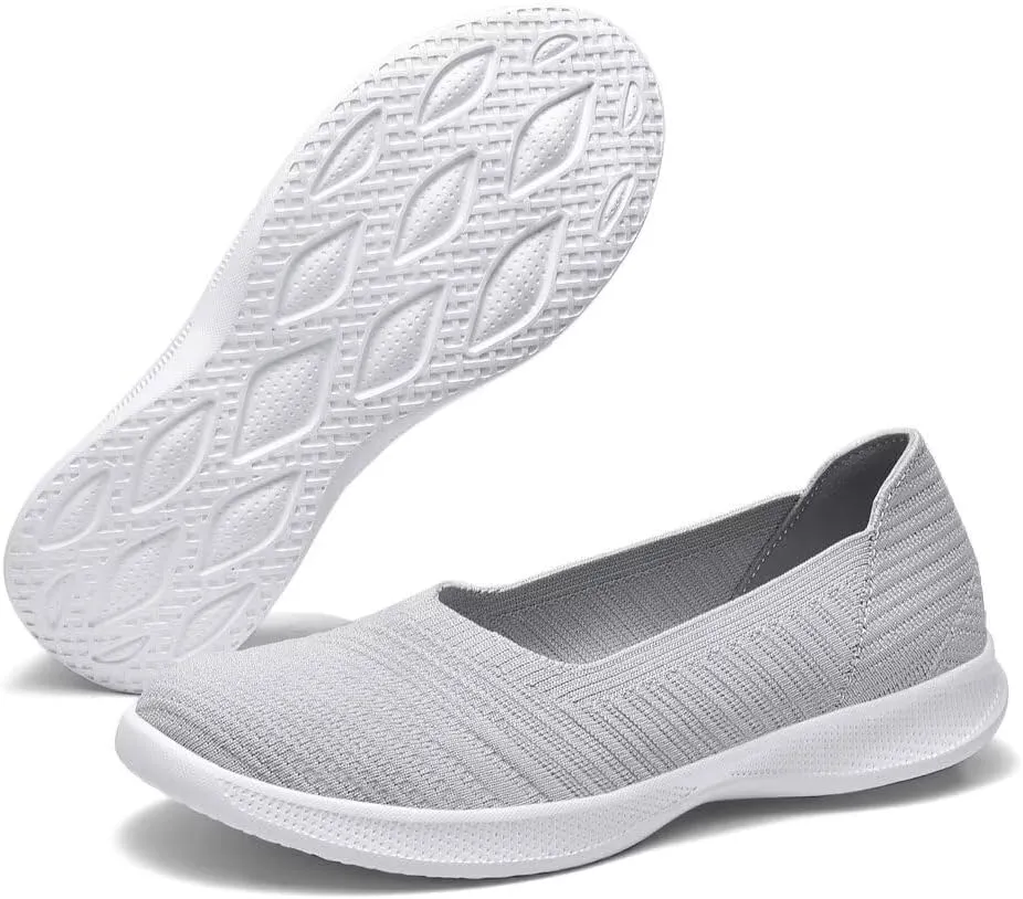 konhill Women's Slip on Loafers - Comfy Walking Tennis Low-Top Ballet Flat Nurse Shoes Casual Sneakers