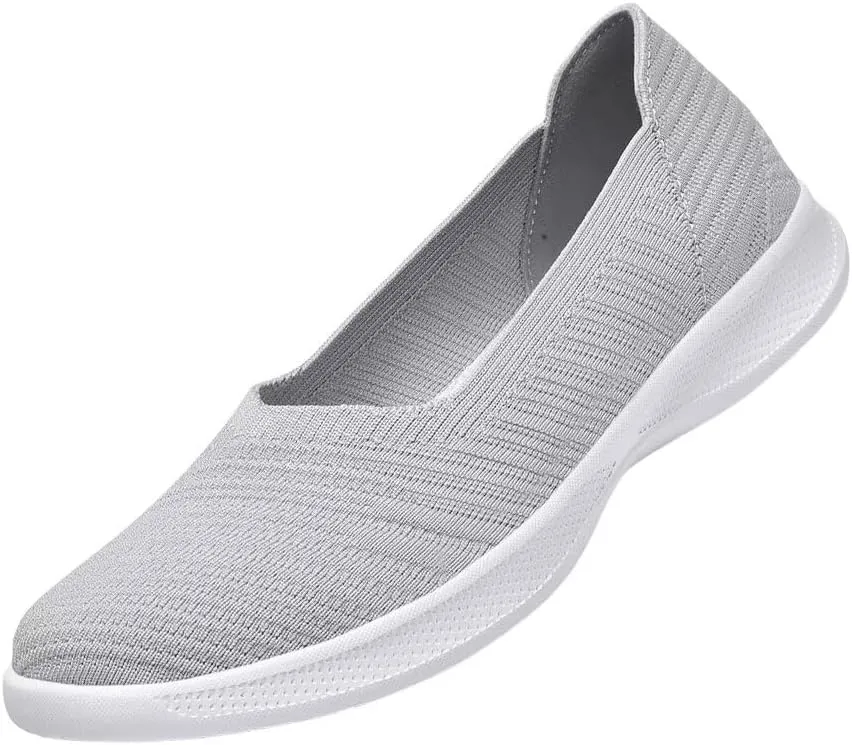 konhill Women's Slip on Loafers - Comfy Walking Tennis Low-Top Ballet Flat Nurse Shoes Casual Sneakers