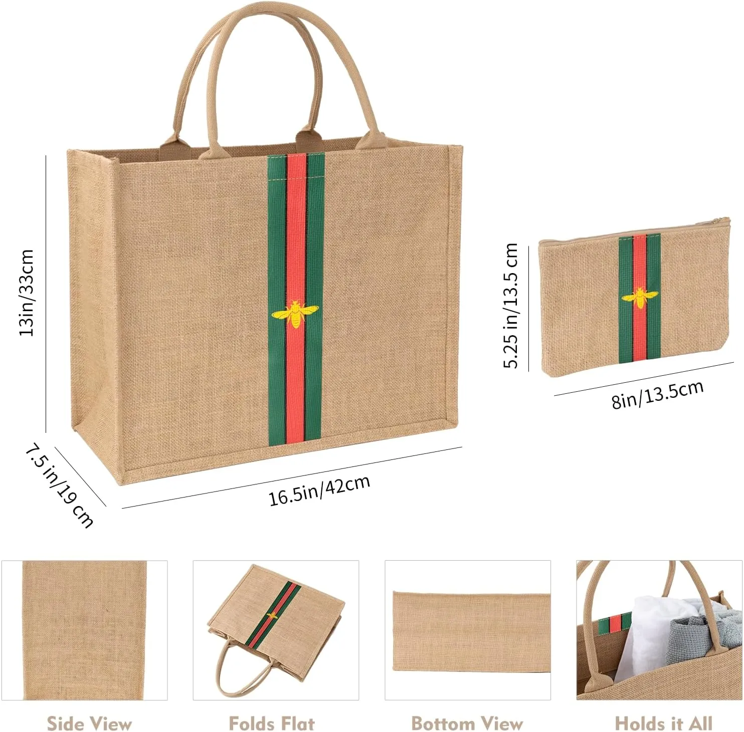 Large Beach Bag Jute Woven Tote