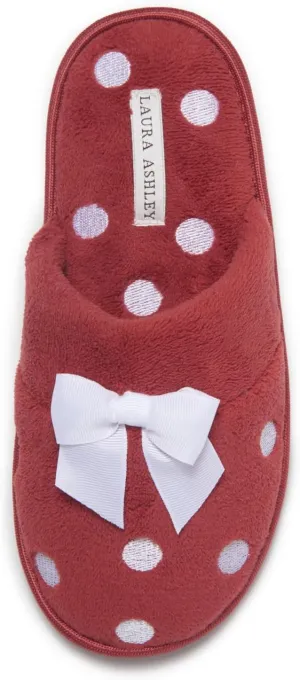 Laura Ashley Ladies Embroidered Soft Terry Scuff Slipper