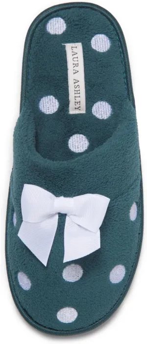 Laura Ashley Ladies Embroidered Soft Terry Scuff Slipper