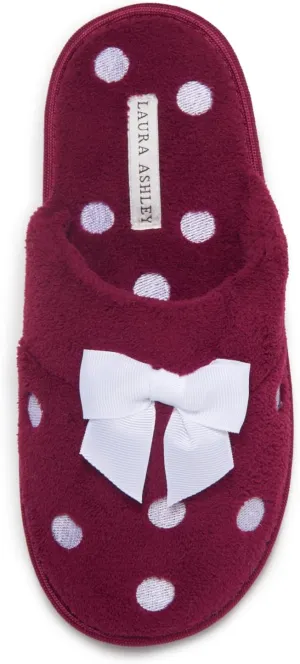 Laura Ashley Ladies Embroidered Soft Terry Scuff Slipper