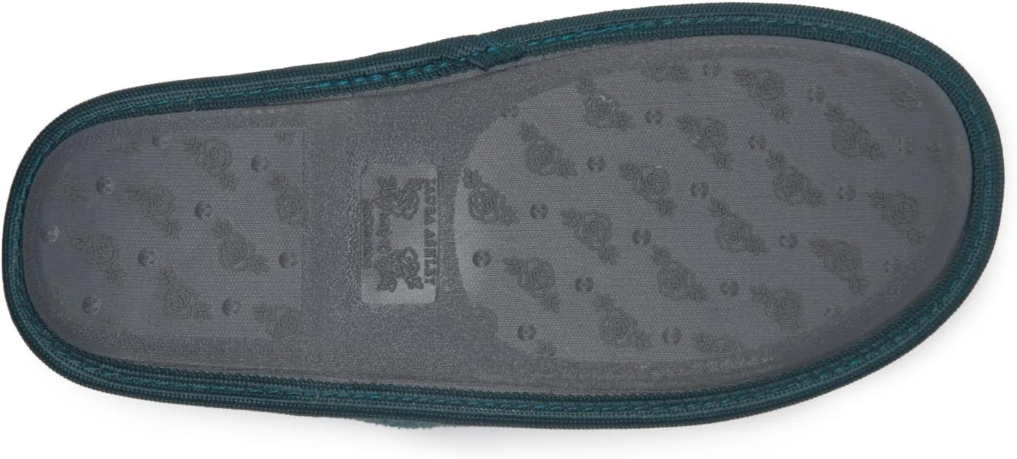 Laura Ashley Ladies Embroidered Soft Terry Scuff Slipper