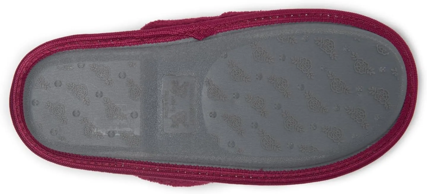Laura Ashley Ladies Embroidered Soft Terry Scuff Slipper
