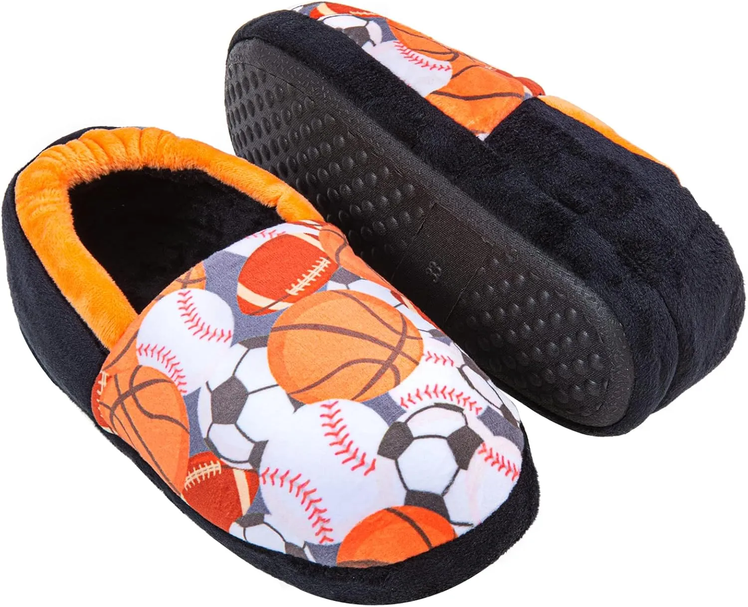 Little Kids Big Boys House Slippers, Kids Warm Slip On Home Slippers with Soft Memory Foam Cute Winter Nonslip Indoor Shark Dinosaur Soccer Dog Slippers