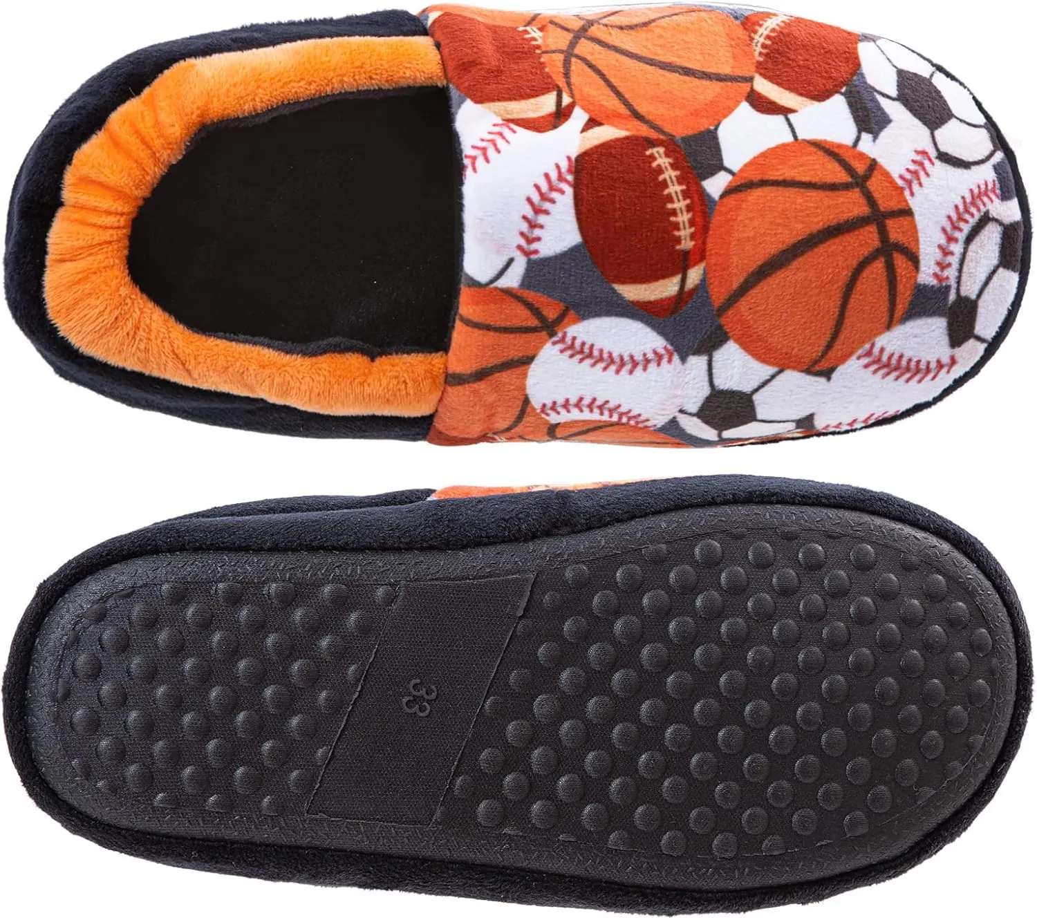 Little Kids Big Boys House Slippers, Kids Warm Slip On Home Slippers with Soft Memory Foam Cute Winter Nonslip Indoor Shark Dinosaur Soccer Dog Slippers