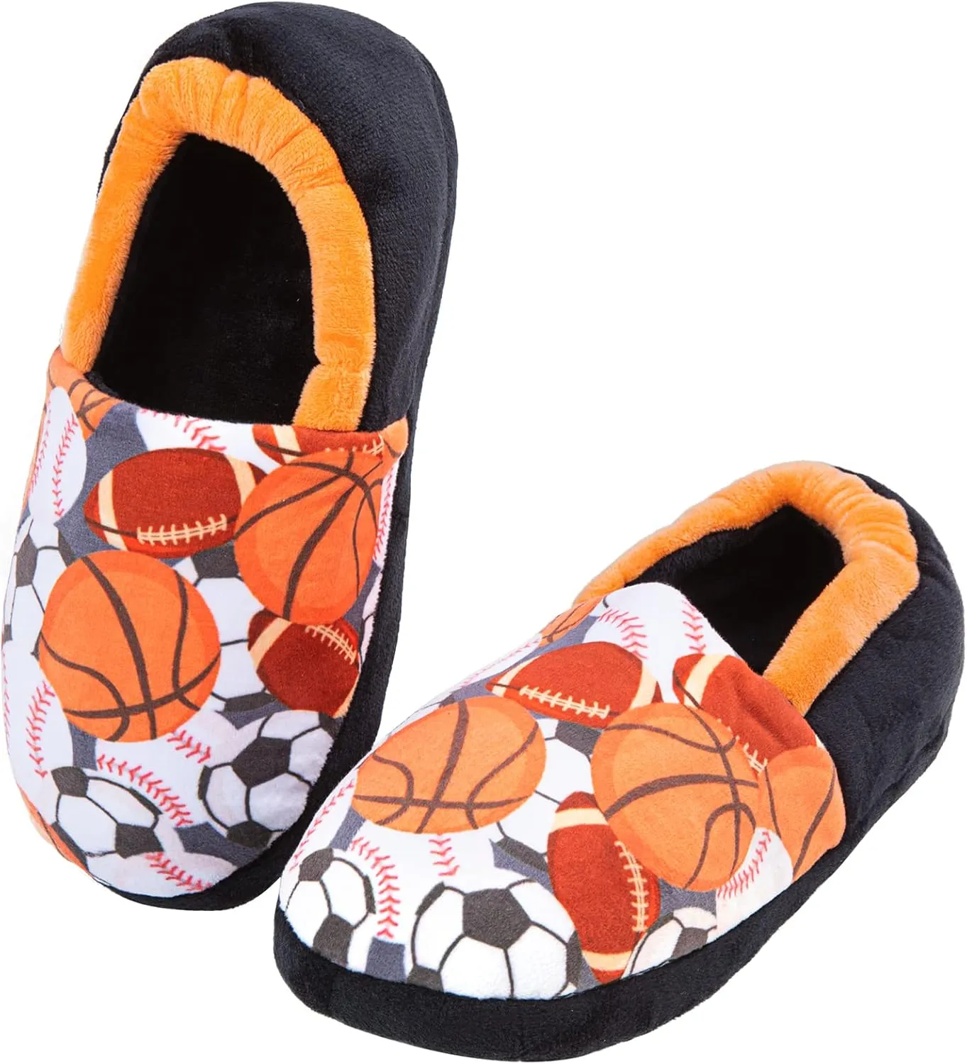 Little Kids Big Boys House Slippers, Kids Warm Slip On Home Slippers with Soft Memory Foam Cute Winter Nonslip Indoor Shark Dinosaur Soccer Dog Slippers
