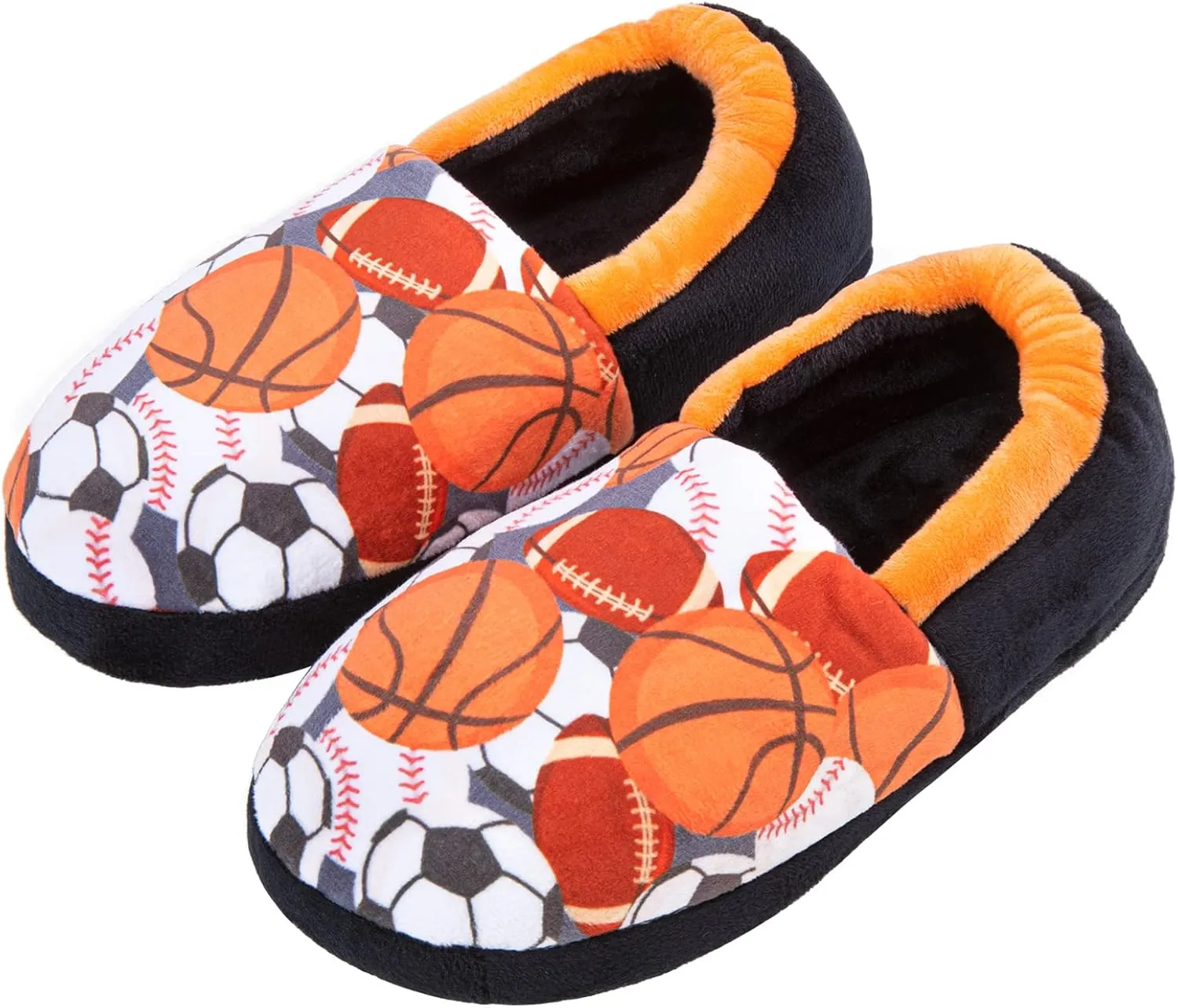 Little Kids Big Boys House Slippers, Kids Warm Slip On Home Slippers with Soft Memory Foam Cute Winter Nonslip Indoor Shark Dinosaur Soccer Dog Slippers