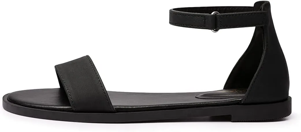 LM Women's Flat Sandals Open Toe One Band Ankle Strap Sandals Casual Summer Flat Sandals