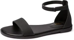 LM Women's Flat Sandals Open Toe One Band Ankle Strap Sandals Casual Summer Flat Sandals