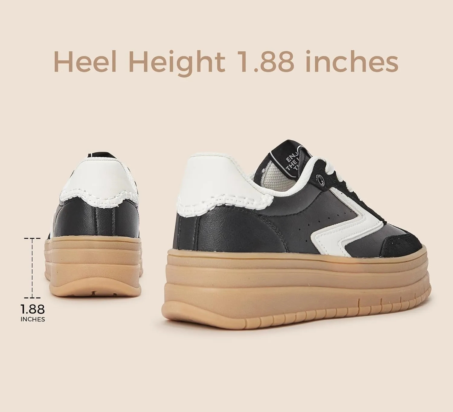 LUCKY STEP Women's Platform Sneakers Gum Sole Suede Casual Classic Retro Rubber Thick Sole Trendy Fashion Tennis Walking Shoes
