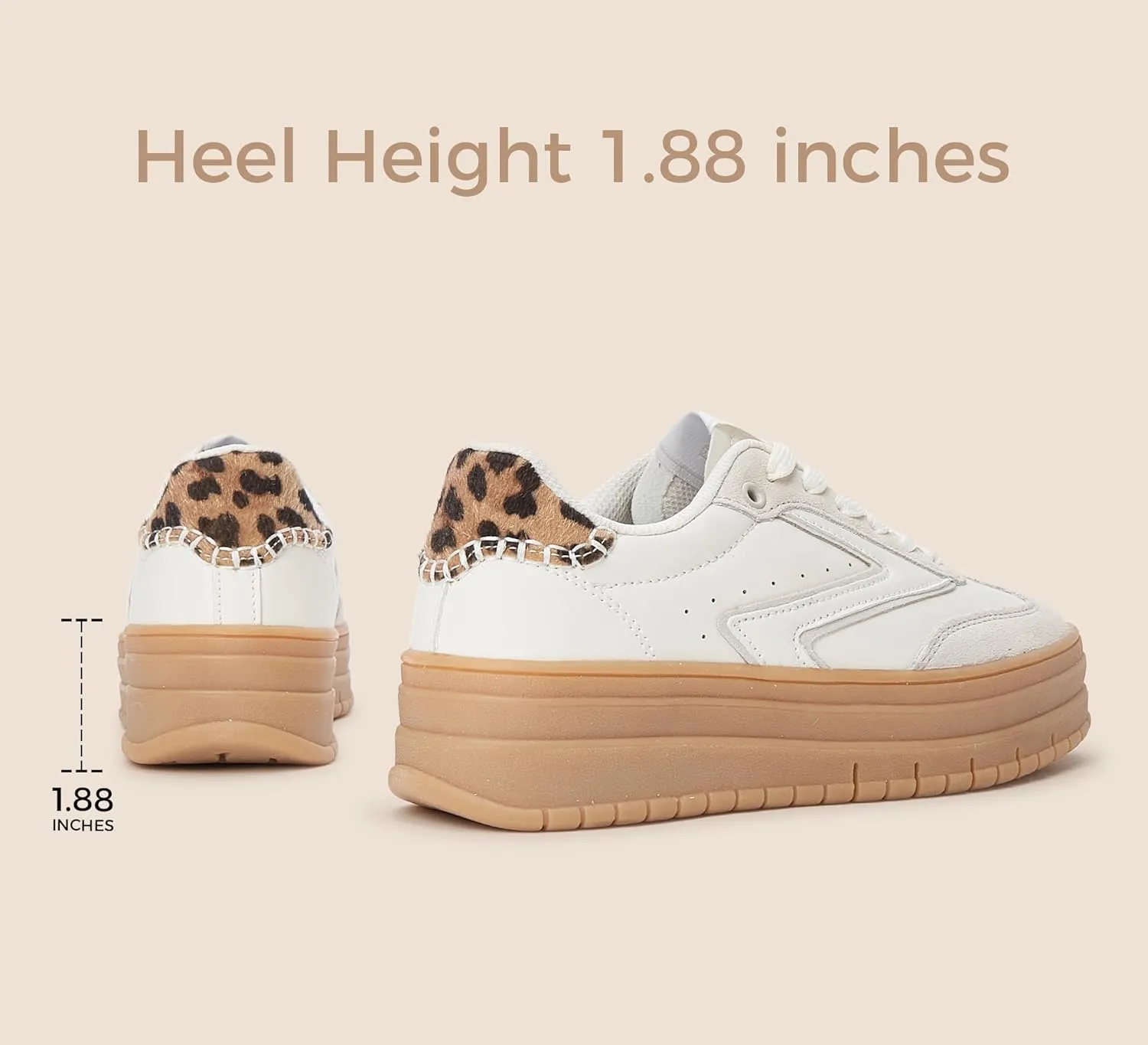 LUCKY STEP Women's Platform Sneakers Gum Sole Suede Casual Classic Retro Rubber Thick Sole Trendy Fashion Tennis Walking Shoes