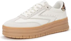 LUCKY STEP Women's Platform Sneakers Gum Sole Suede Casual Classic Retro Rubber Thick Sole Trendy Fashion Tennis Walking Shoes