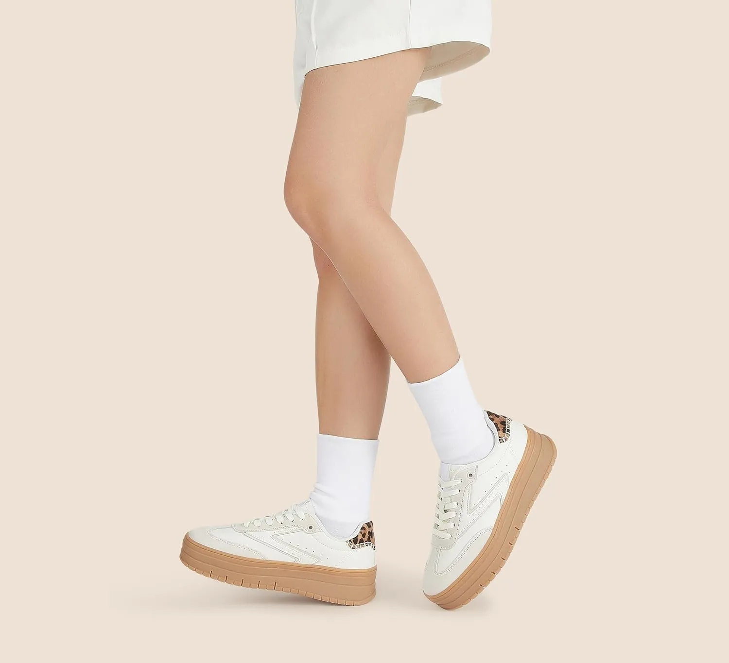 LUCKY STEP Women's Platform Sneakers Gum Sole Suede Casual Classic Retro Rubber Thick Sole Trendy Fashion Tennis Walking Shoes