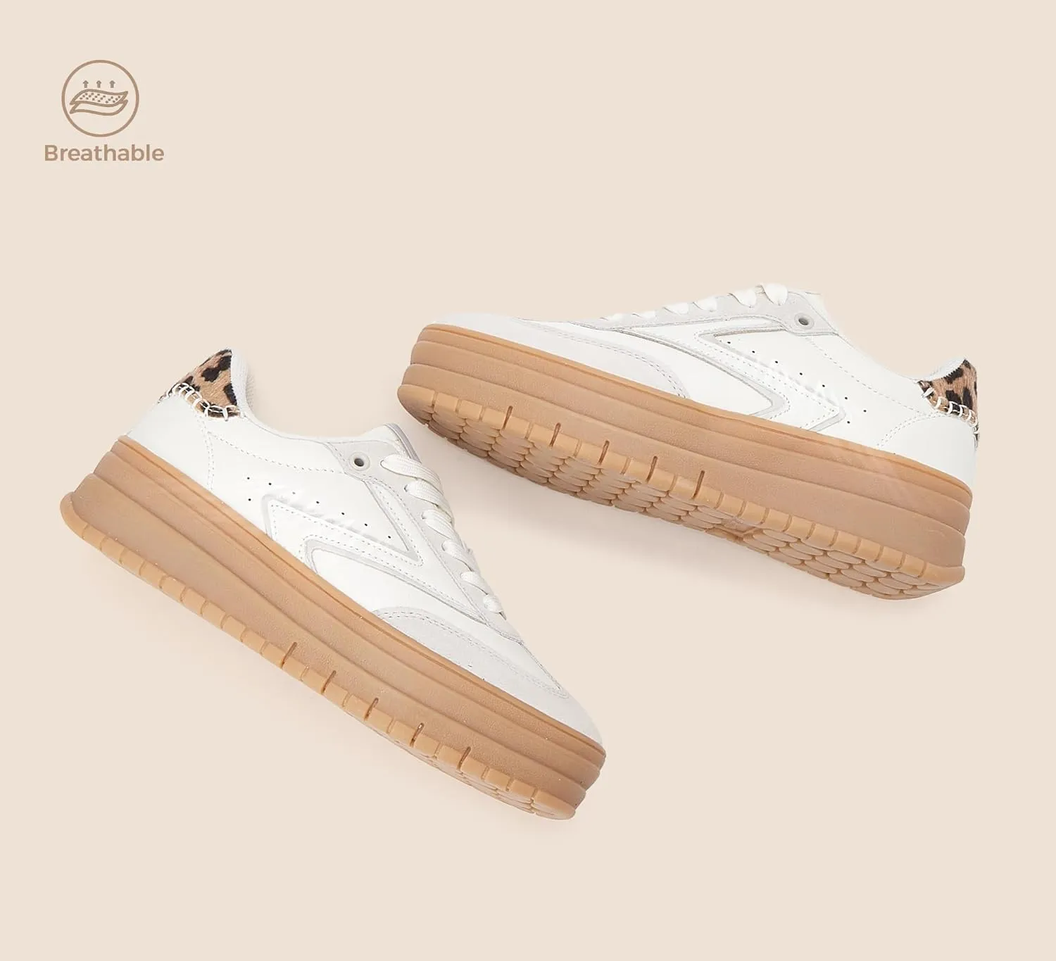 LUCKY STEP Women's Platform Sneakers Gum Sole Suede Casual Classic Retro Rubber Thick Sole Trendy Fashion Tennis Walking Shoes