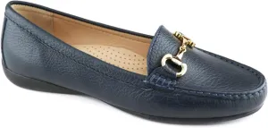 Marc Joseph New York Womens Casual Comfortable Genuine Leather Lightweight Driving Moccasins Classic Fashion Buckle Slip On Ladies Driving Loafer Flat Shoes Navy Grainy 11