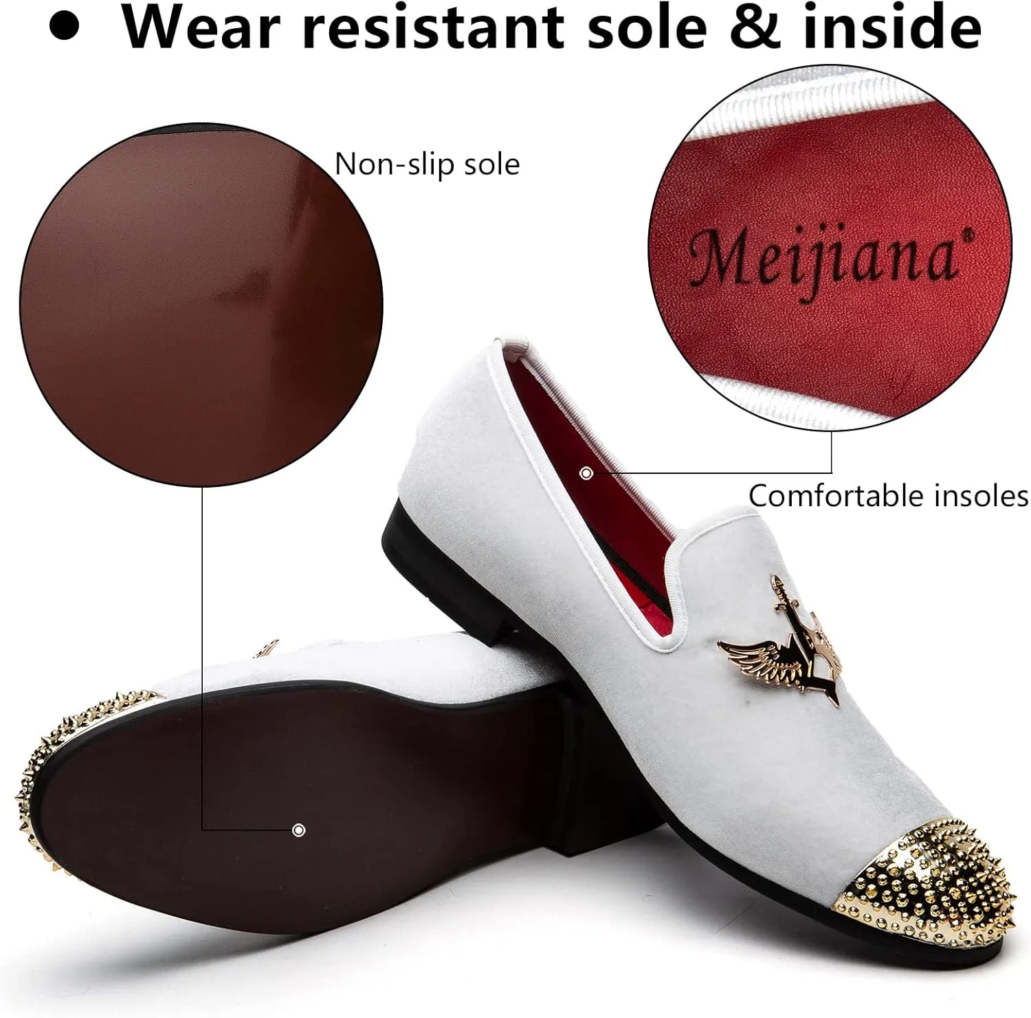Meijiana Men's Loafers Velvet Shoes Metal Eagle Buckle Wedding Party Smoking Slipper Dress Loafers Shoes for Men