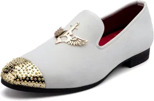 Meijiana Men's Loafers Velvet Shoes Metal Eagle Buckle Wedding Party Smoking Slipper Dress Loafers Shoes for Men