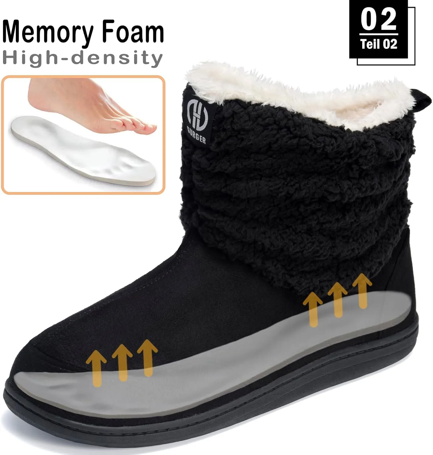 Men Women Slipper Boots Winter Indoor Outdoor Bootie Slippers Plush Fleece Memory Foam House Shoes
