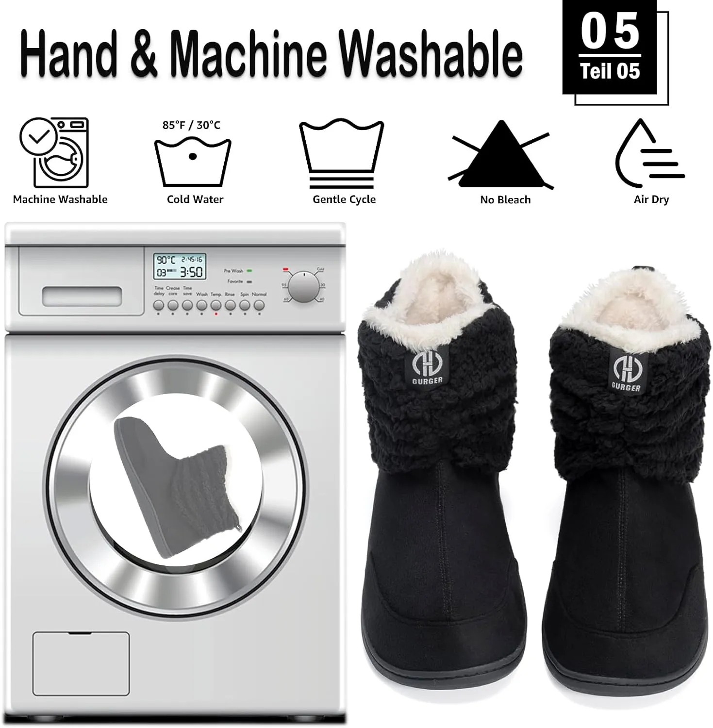 Men Women Slipper Boots Winter Indoor Outdoor Bootie Slippers Plush Fleece Memory Foam House Shoes