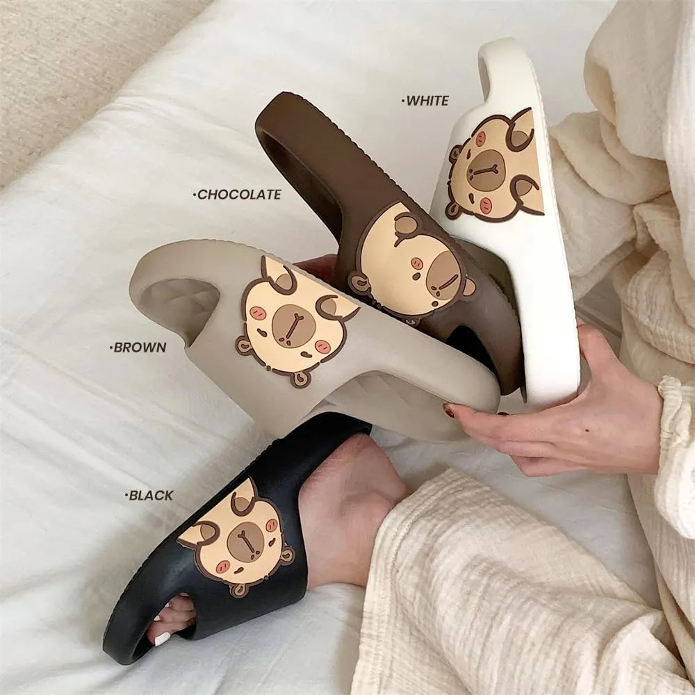 Men's and Women's Capybara Slides,Cute Capybara Slippers for Indoor Outdoor,Non Slip Quick Drying Shower Shoes,Comfort Cloud Slides Sandals