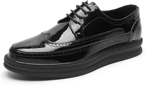 Men's Casual Wingtip Dress Sneakers Orthopedic Classic Leather Dress Shoes for Men Fashion Platform Wingtip Brogue Oxford for Men