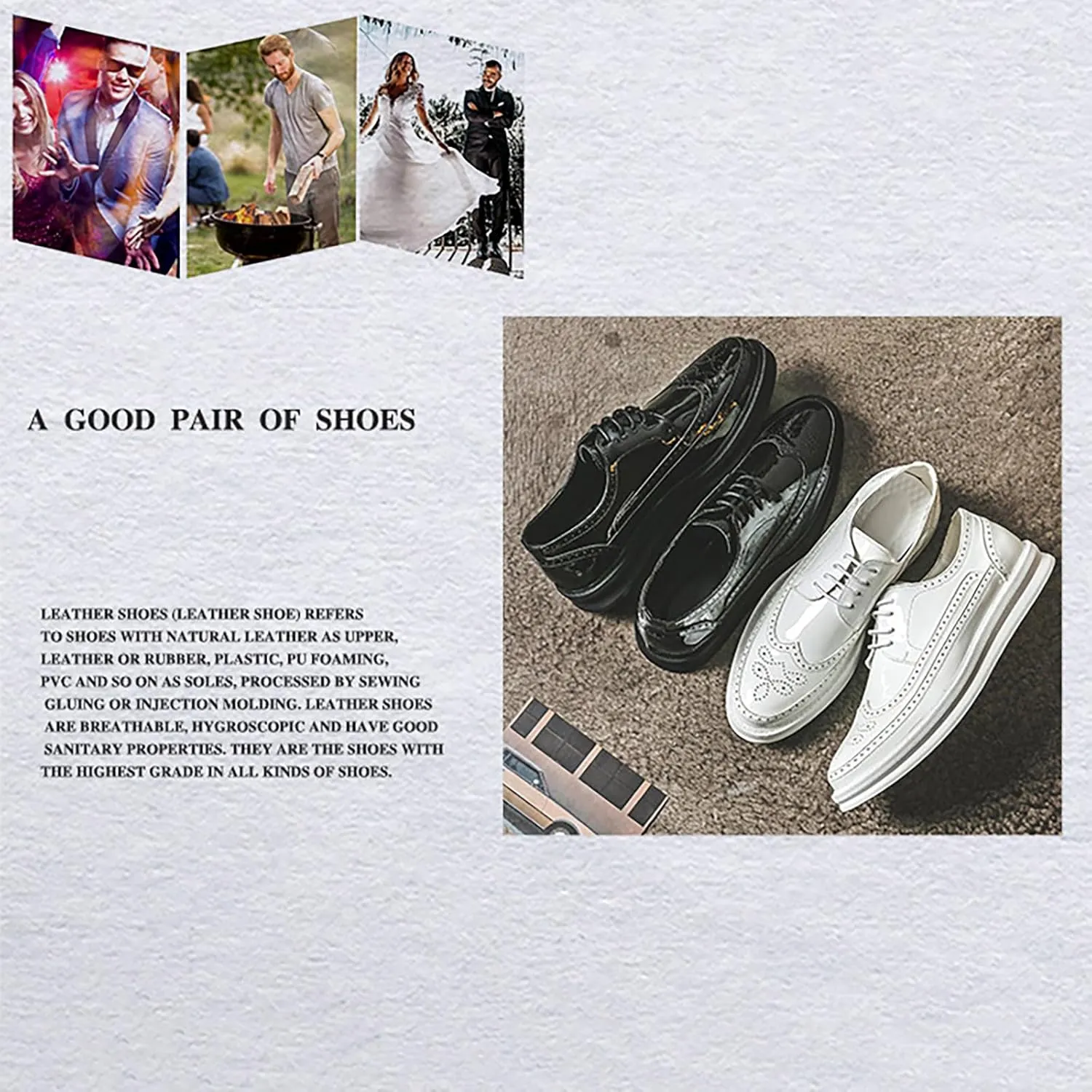 Men's Casual Wingtip Dress Sneakers Orthopedic Classic Leather Dress Shoes for Men Fashion Platform Wingtip Brogue Oxford for Men