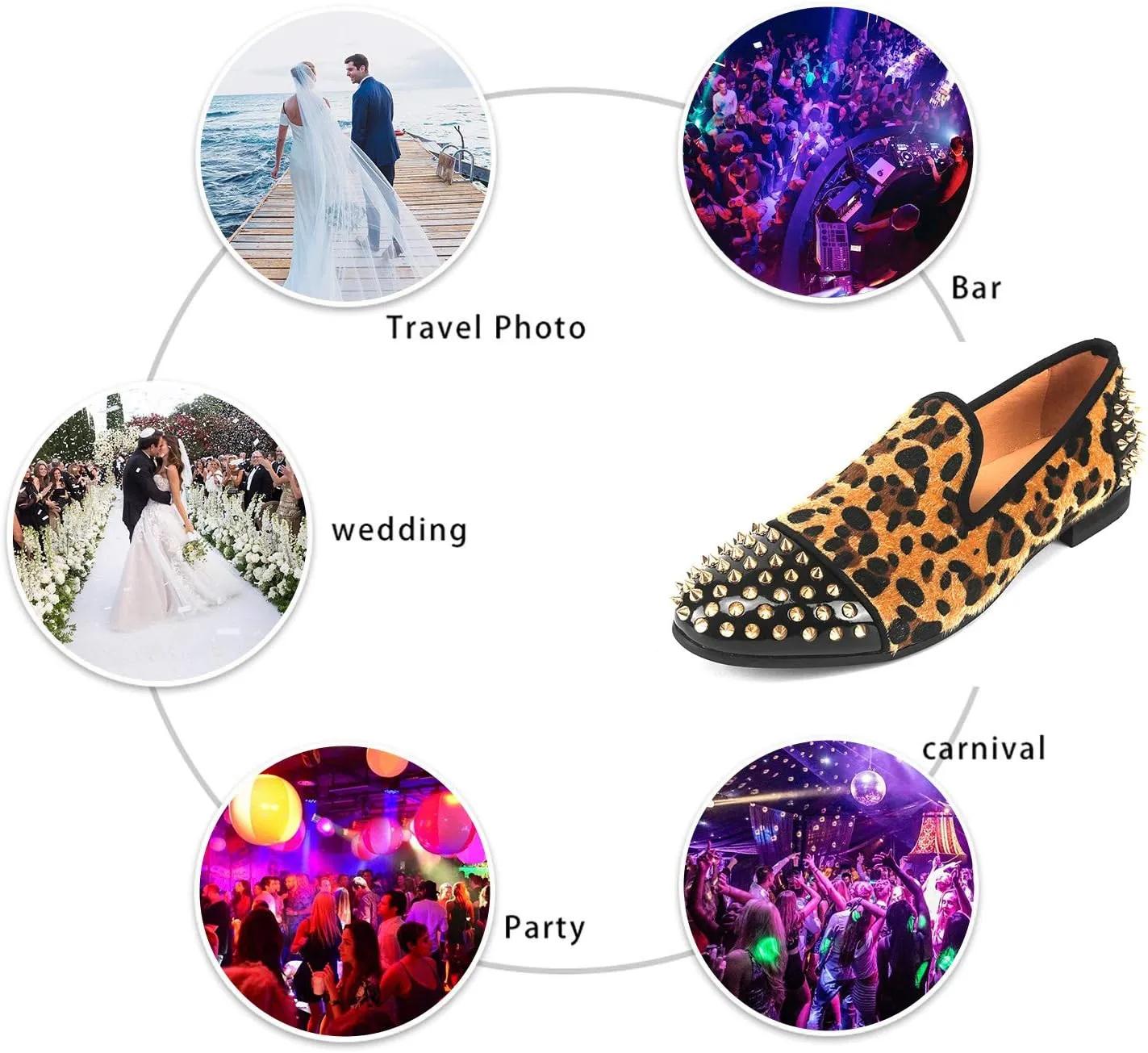 Mens Leopard Loafers Leather Embroidery Spiked Slip on Dress Shoes Slipper Luxury Fashion Penny Prom