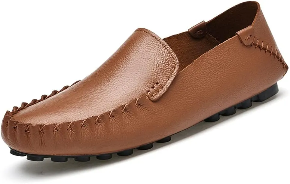 Men's Loafers Shoes Simple Moccasins Shoes Driving Loafers Leather Comfortable Flexible Flat Heel Outdoor Casual Slip On