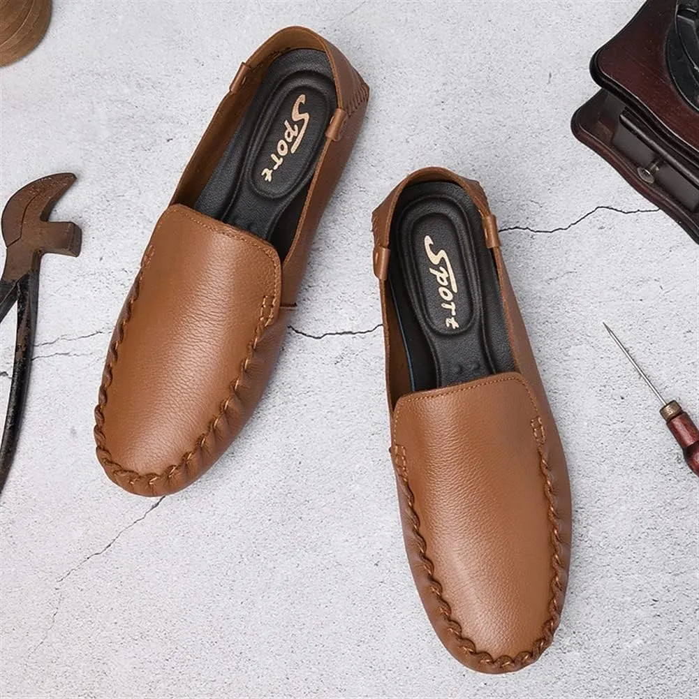 Men's Loafers Shoes Simple Moccasins Shoes Driving Loafers Leather Comfortable Flexible Flat Heel Outdoor Casual Slip On