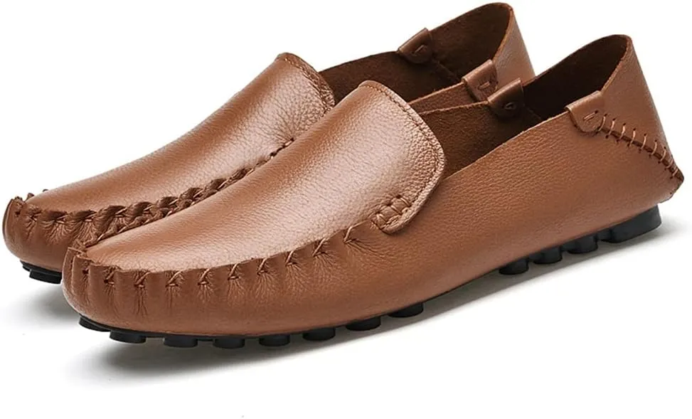 Men's Loafers Shoes Simple Moccasins Shoes Driving Loafers Leather Comfortable Flexible Flat Heel Outdoor Casual Slip On