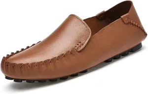 Men's Loafers Shoes Simple Moccasins Shoes Driving Loafers Leather Comfortable Flexible Flat Heel Outdoor Casual Slip On