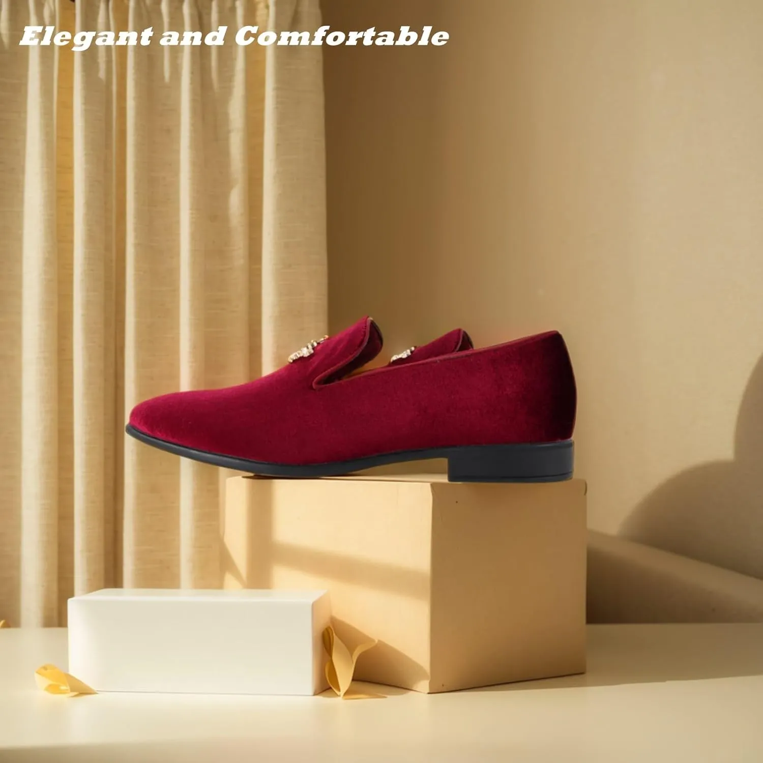Men's Multiple Colors Penny Slip-on Velvet Loafer Cushioned Suede Tuxedo Dress Shoes Luxurious Smoking Slipper Party Prom Wedding Shoes Comfortable Lightweight