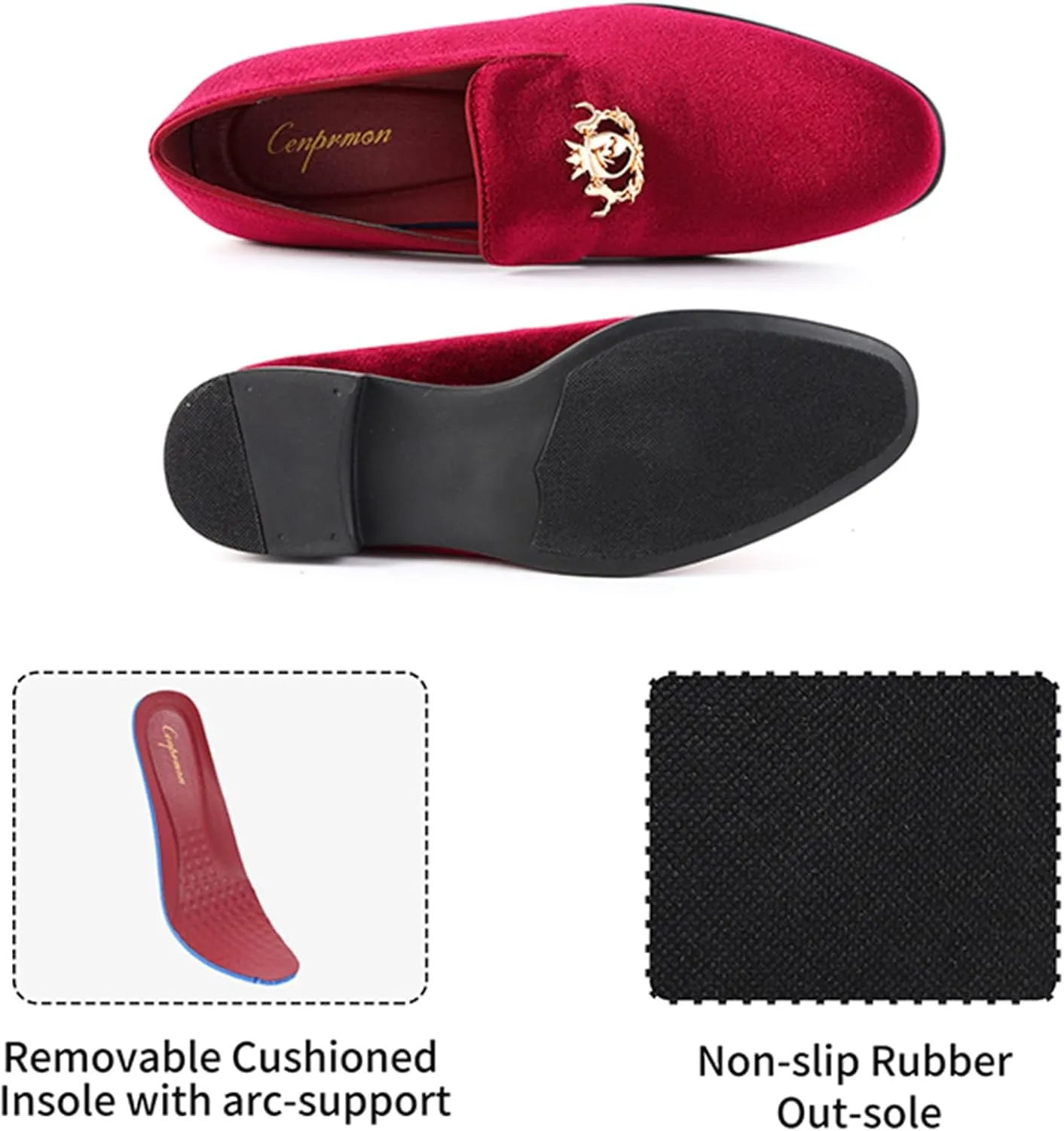 Men's Multiple Colors Penny Slip-on Velvet Loafer Cushioned Suede Tuxedo Dress Shoes Luxurious Smoking Slipper Party Prom Wedding Shoes Comfortable Lightweight